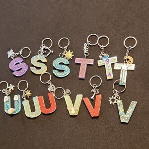 Colorful Glitter Letter Keychains
